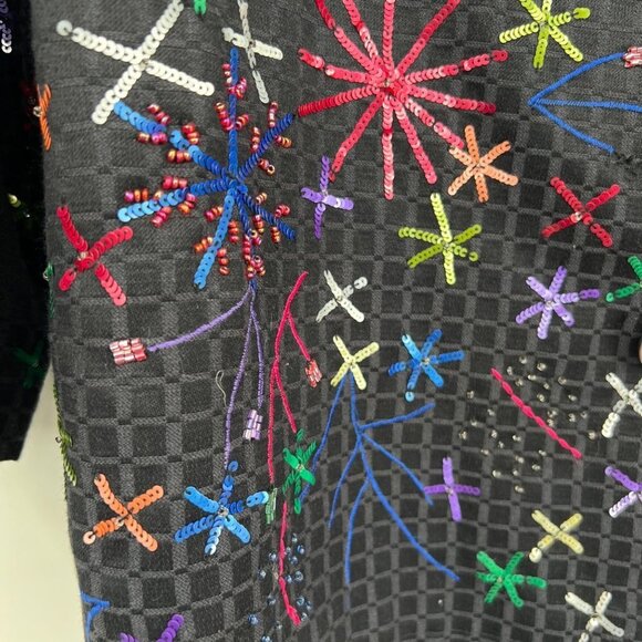 Vintage 2000s Drapers & Damons Rainbow Sequin Firework Party Vibrant Petite woma - Picture 6 of 12